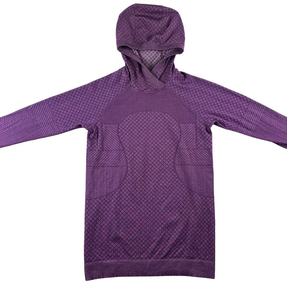 Lululemon Rest Less Hoodie Womens 6 Running Athletic Base Layer Purple Patchwork